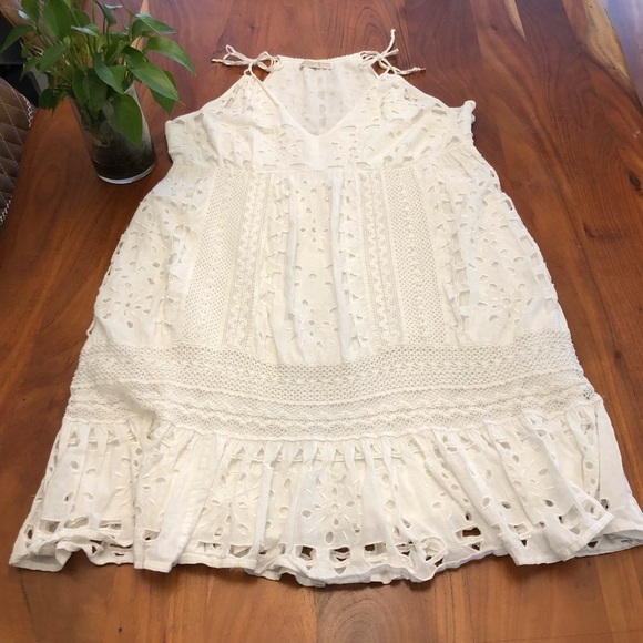 Michael Kors Romantic Sexy Lace Boho White Camisole Summer Festival Midi Dress. - Picture 7 of 16